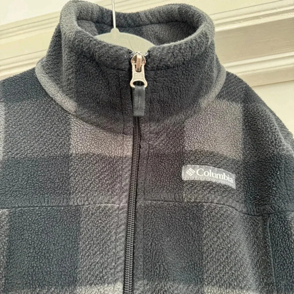 Kids Columbia black and gray check fleece size M - Picture 2 of 7